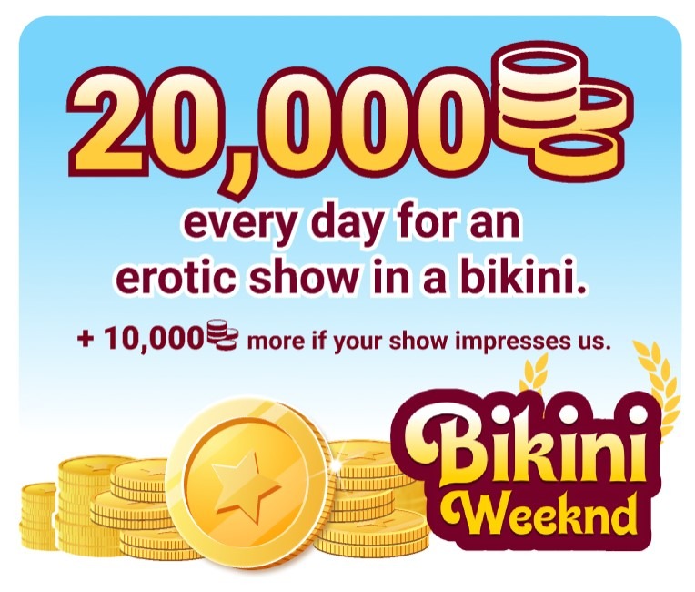 The best of summer is coming with Bikini Weeknd and up to 90,000 coins for wearing your sexiest bikini.