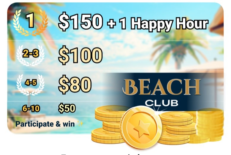 Broadcast like a TOP model from our Beach Club and collect incredible tips in our Bonus Ranking