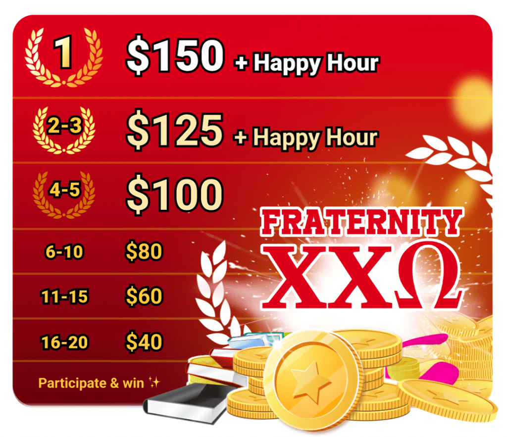 Win over $1,500 in our weekend ranking at Fraternity XXΩ