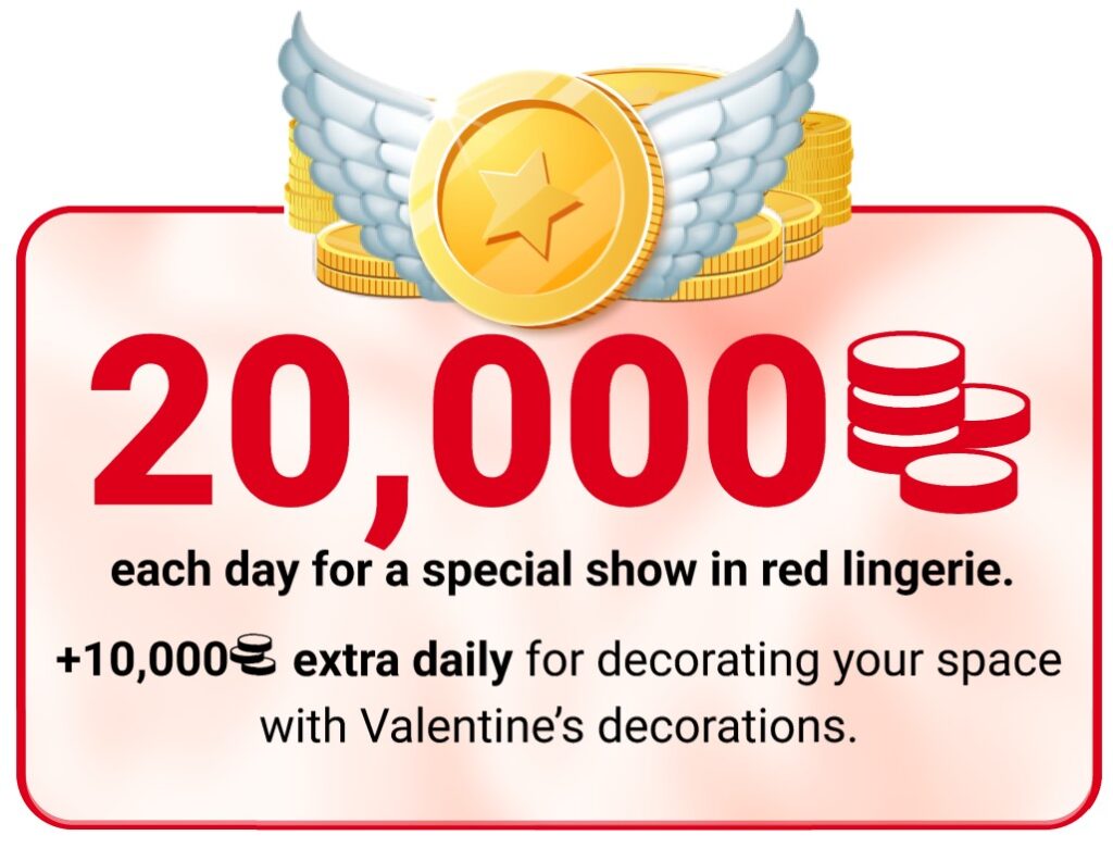 Up to 90,000 coins for Valentine’s Day at Amateur.tv